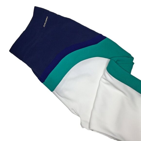 John John Black Wide Leg Colorblock 80s 90s Lightweight Striped High-Waist Pants - Picture 5 of 9